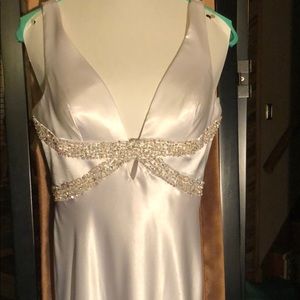 Floor length white satin gown!